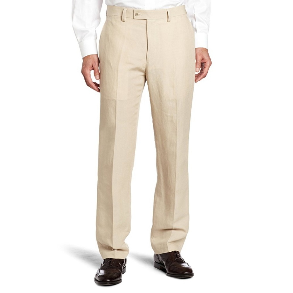 Men's Flat Front Modern Linen Dress Pants
